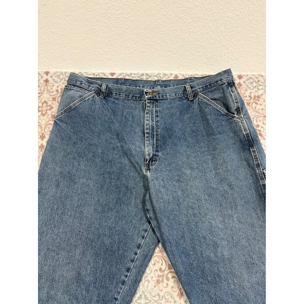 Wrangler Carpenter Jeans Mens 40x30 Blue Denim Workwear Loose Fit 94OROAS